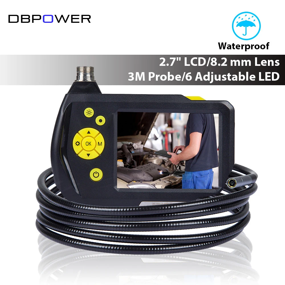 DBPOWER 8.2mm 2.7" LCD Endoscope Inspection Camera 3M Flexible Tube