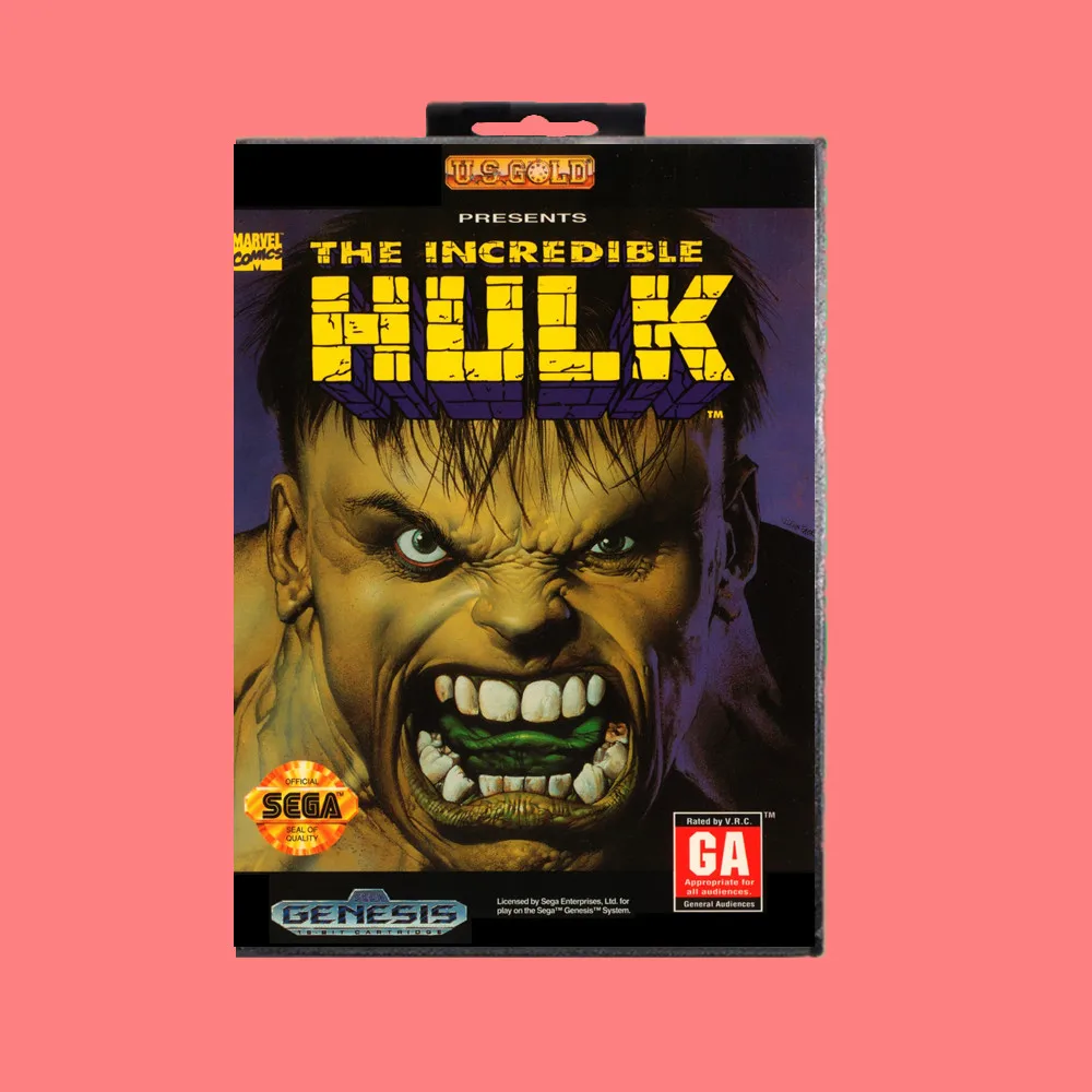 The incredible hulk 16 Bit MD Game card with Retail Box For Sega Genesis &amp Mega Drive | Электроника