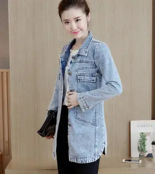 

Denim Jackets Women Hole Boyfriend Style Long Sleeve Vintage Jean jacket Denim Loose Spring Autumn Denim Coat Jean