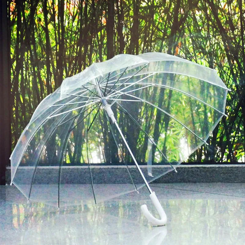 Semi-Automatic Transparent Umbrellas For Protect Against Wind And Rain Long-Handle Umbrella Clear Field Of Vision