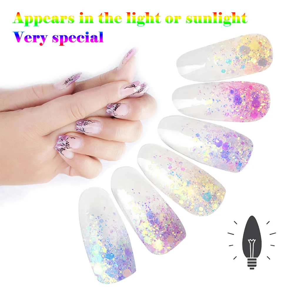 

6pcs Optical Chameleon Nail Art Mirror Powder DIY Dust Nail Art Glitter Powder Chrome Pigment Nails Accessoires