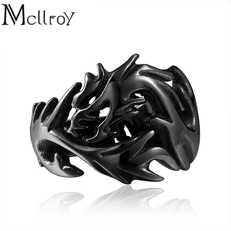 Mcllroy Gothic Men ring Punk style Dragon rings men 3 color Titanium steel ring Personality jewelry wedding rings Erkek Jewelry