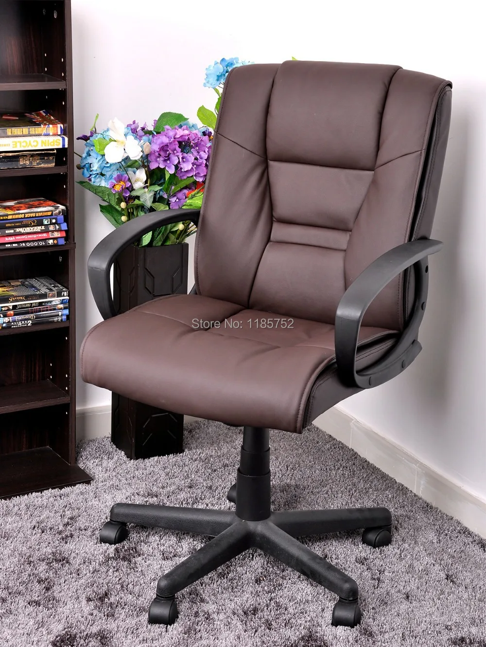 New Home Furniture Chair Brown Pu Leather Metal Computer With New Home Furniture Chair Brown Pu Leather Metal Computer With Arms Swivel Office