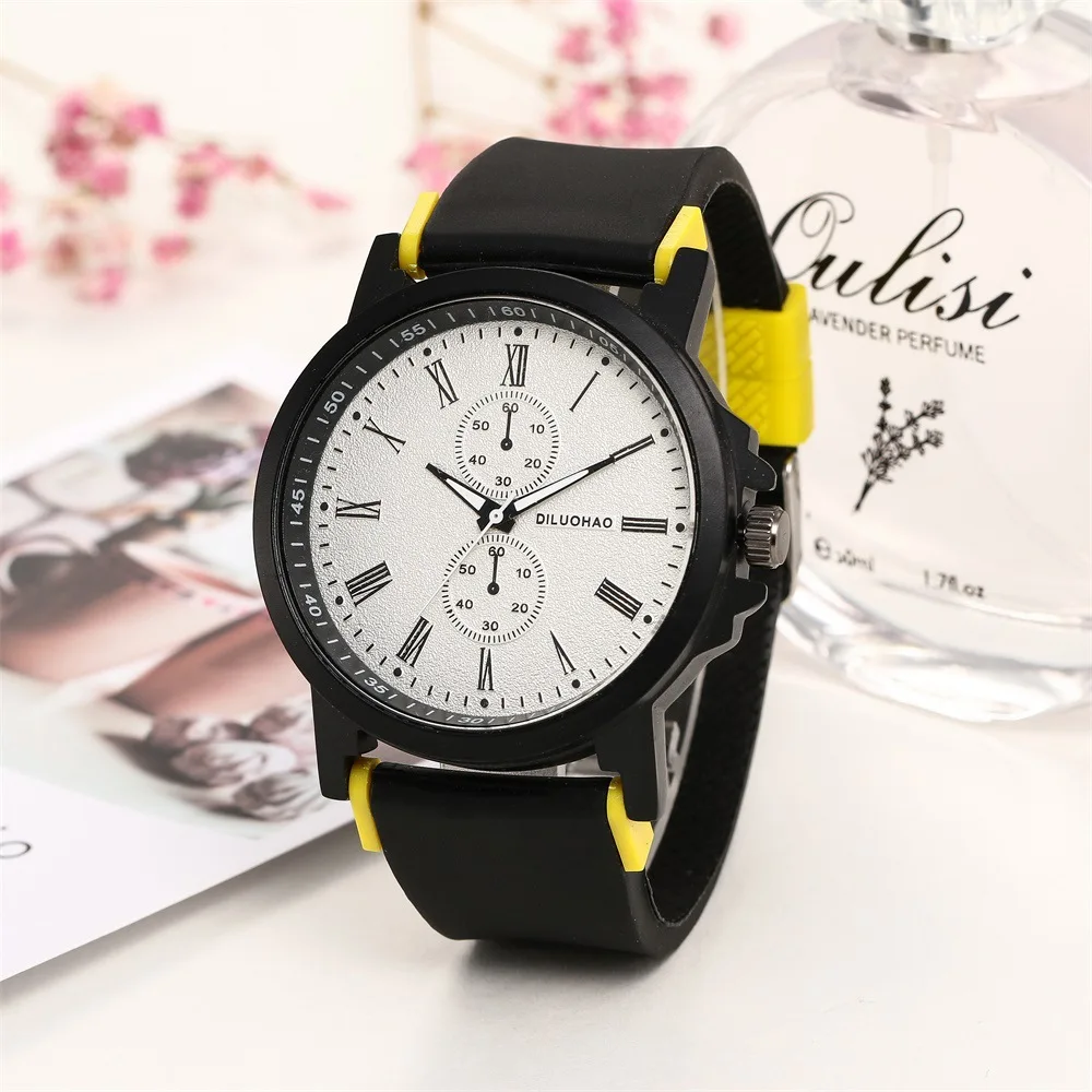 

New Creative Sweeping Men's Casual Outdoor Sports Watch High-grade Silicone Belt Quartz Watch Men's Black Belt White Black Face
