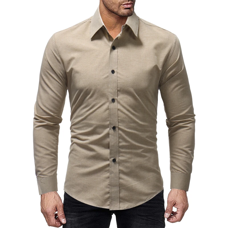Весна 2020 Новая мужская рубашка простая модная однотонная деловая Camisa Masculina
