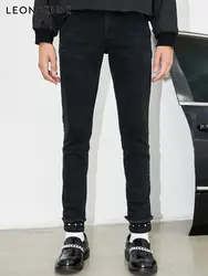 LEONSENSE 2018 Весенние Новые мужские джинсы черные классические модные дизайнерские джинсы скинни мужские повседневные Высококачественные