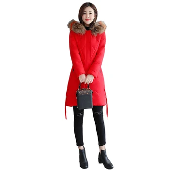 

Winter jackets female 2020 new plus Size down cotton ladies jacket medium long thicken hooded fur collar coats Women's clothing