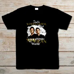 Просто сверхъестественная девушка жизни в Сэме Дин мир черная футболка S-3XL летние футболки с коротким рукавом Топы S ~ 3Xl больших размеров
