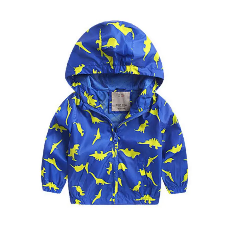 Куртки для маленьких мальчиков детская верхняя одежда для мальчиков, с капюшоном и принтом динозавров От 2 до 6 лет Детская Ветровка Весна