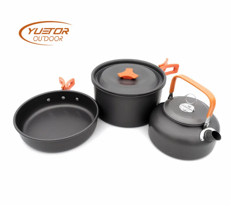  YUETOR OUTDOOR Portable Outdoor Camping Cooking Set for 2-3 Person Teapot Coffee Kettle Cooking Pot