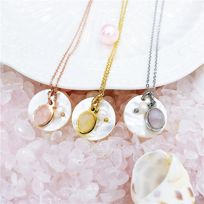 

Luxury Brand Stainless Steel Natural Stone Bear Pendants Necklace Chain High Quality Jewelry Elegant Party Wedding Women Lovers