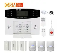 Беспроводной GSM сигнализация Системы с 3 двери Сенсор 3 детектор движения PIR 1 кнопка SOS