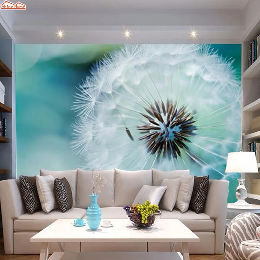 

ShineHome-Large Embossed 3d Wallpaper for 3 d Living Room Bedroom Wall Paper Murals Rolls Floral Dandelion TV Background Decor