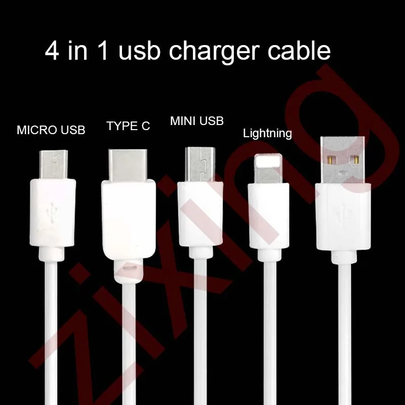 

4in1 Universal USB Wall Charger Travel Power Charging cable 4in1-USB+CAR-Charger-Cable for iPhone-4-4S-5-6-7-8 iPod-Samsung-HTC