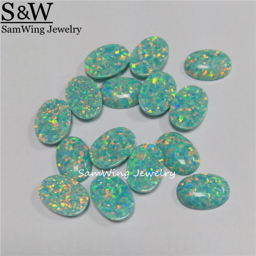 100pcs 10x14mm Oval White Opal Synthetic Oval Fire Opal Stone Oval