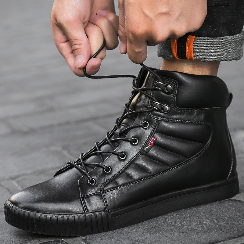 Мужские зимние ботинки; теплые удобные рабочие безопасные ботинки; мужская обувь на шнуровке; брендовые черные мужские кроссовки с высоким берцем; Лидер продаж