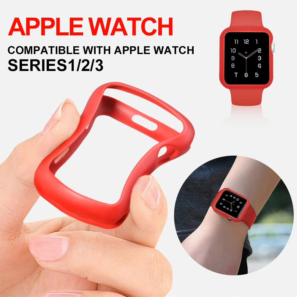 

Suitable for apple watch iWatch series 1, 2, 3, 4 cover frame new anti-fall soft silicone case, full protection strap 42mm, 38mm