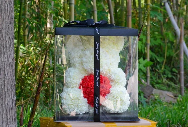 40 см розовый медведь сердце, мишка тедди искусственный цветок пены День Святого Валентина Рождество Подарочная коробка для свадебного украшения