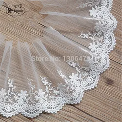 Elegant White Embroidered Cotton Lace Fabric - Premium DIY Craft & Clothing Accessory (4Yards)