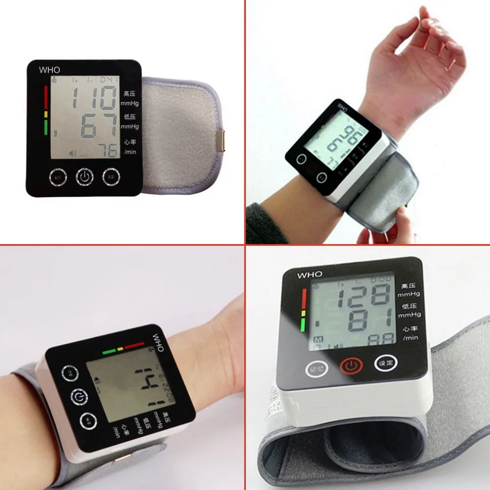 

2018 Wrist Blood Pressure Monitor Tonometer With Cuff Pulse Meter Heart Rate Monitor Automatic Sphygmomanometer Device