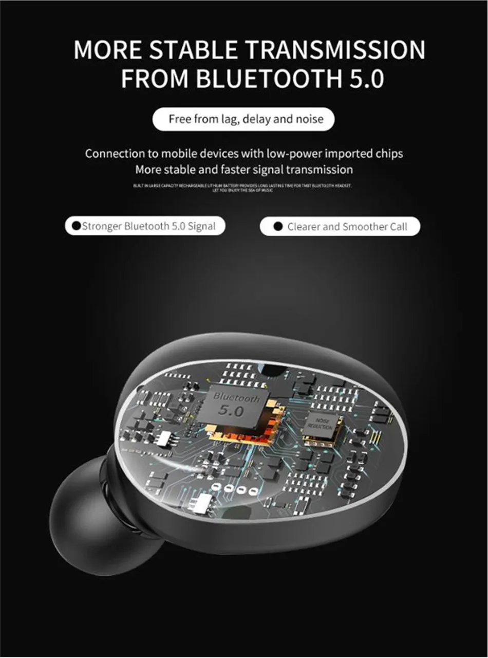 Excelvan TWS Bluetooth 5,0 наушники-вкладыши беспроводные наушники стерео Бас Звук шумоподавление мини беспроводные наушники