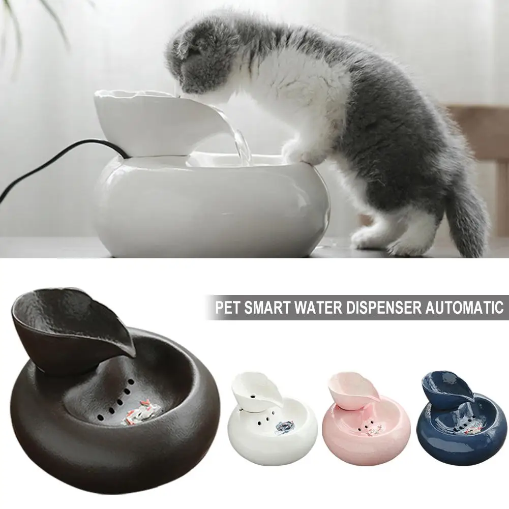 Ceramic Pet Drinker Cat Smart Water Feeder Automatic Cycle Three-dimensional Fountain Live Water Tank Filter