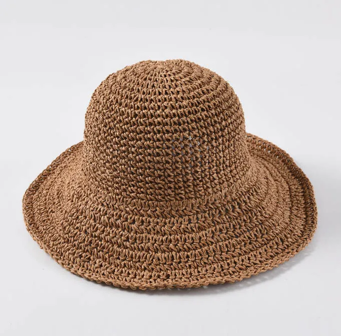 2019 Весна Новый стиль ручной соломы MS рафия лук соломенная складная шляпа Курортный пляжный козырек