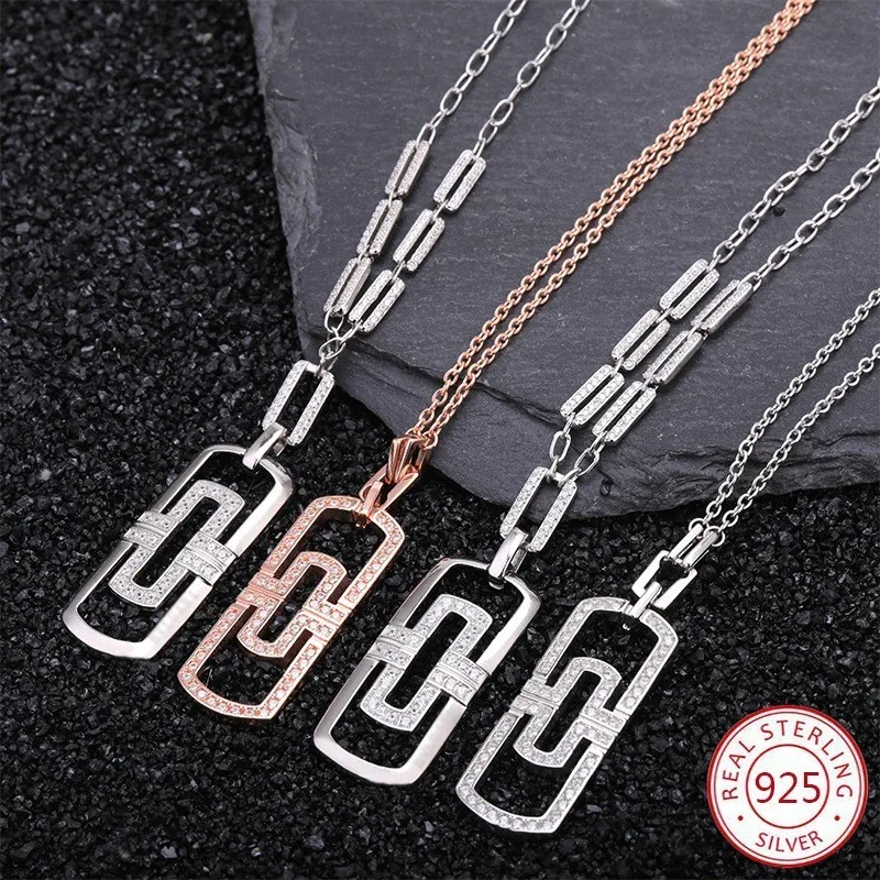 

925 sterling silver pendant necklace fashion tide brand new couple jewelry letter style sweater chain Valentine's Day gift 2019