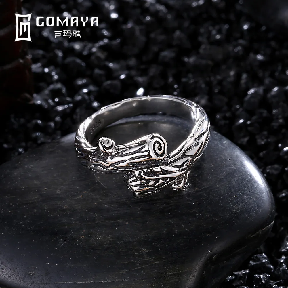 

GOMAYA Tree Branches Vintage Retro Rings 925 Sterling Silver Unique Aneis de Prata Fine Jewelry Gift for Women