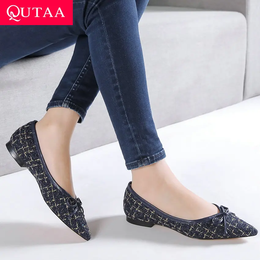 

QUTAA 2019 Women Shoes Pointed Toe Casual Women Pumps Square Heel Platform Sheep Skin+pu Elegant Ladies Pumps Size 34-39