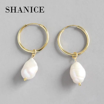 

SHANICE Pure 925 Sterling Silver Earrings Drop Women Round Geometric Baroque Freshwater Pearl Hook Dangle Earring Ear Drops