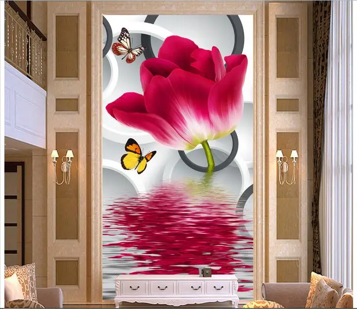 

3d wallpaper custom photo non-woven mural Wall sticker The water flowers porch painting room wallpaper for wall 3d