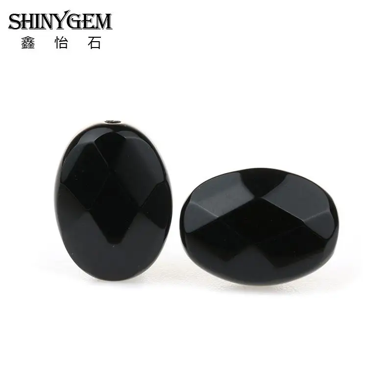 

ShinyGem 10*14mm Faceted Oval Obsidian Beads Natural Black Agates Stone Beads For Jewelry Making Wholesale Loose Beads 5pcs/Lot