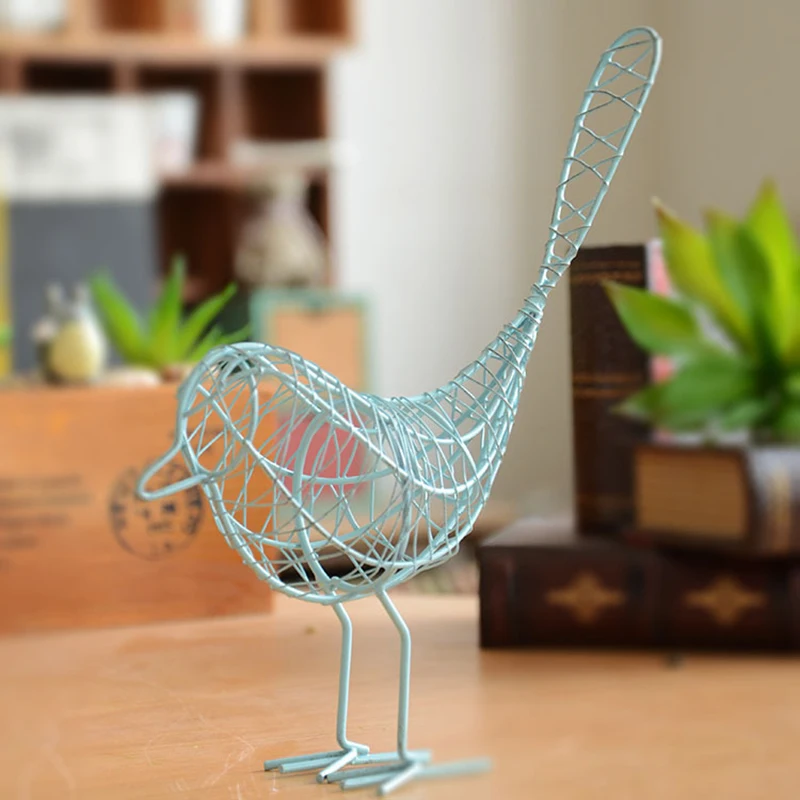 

Retro Iron little Bird White Black Blue Animal Figurines Home Desk Decoration Crafts
