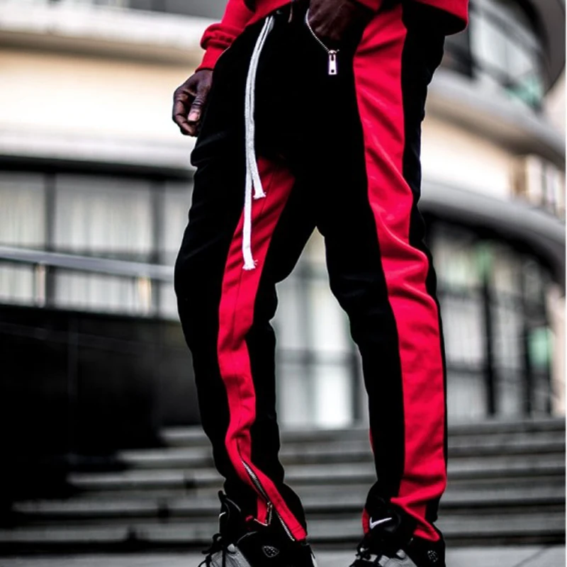 2019 New Men Casual pants Sweatpants Polyester blend running pants Mens striped Leisure Foot Trousers Multi color plus size XXXL