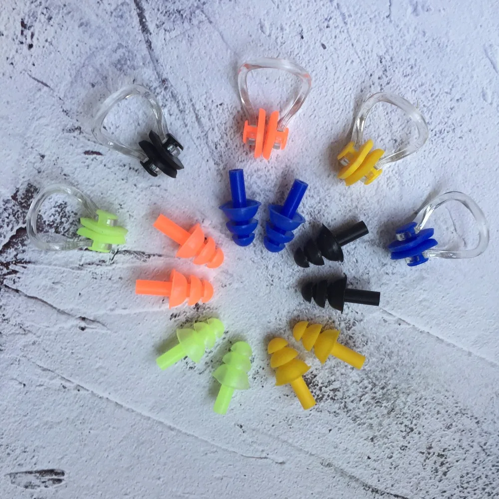 New soft waterproof silicone swimming nose clips + silicone earplugs Pool Accessories Water Sports