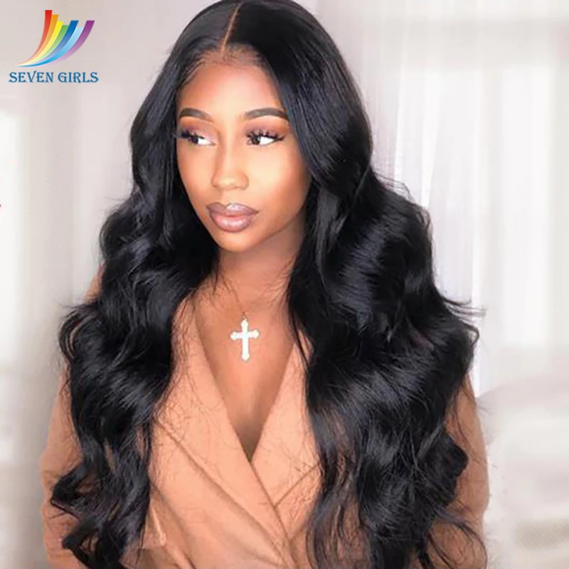 

Sevengirls Long Wave Glueless Full Lace Human Hair Wigs For Black Women Malaysian Lace Wig With Baby Hair Natural Color 8-30Inch