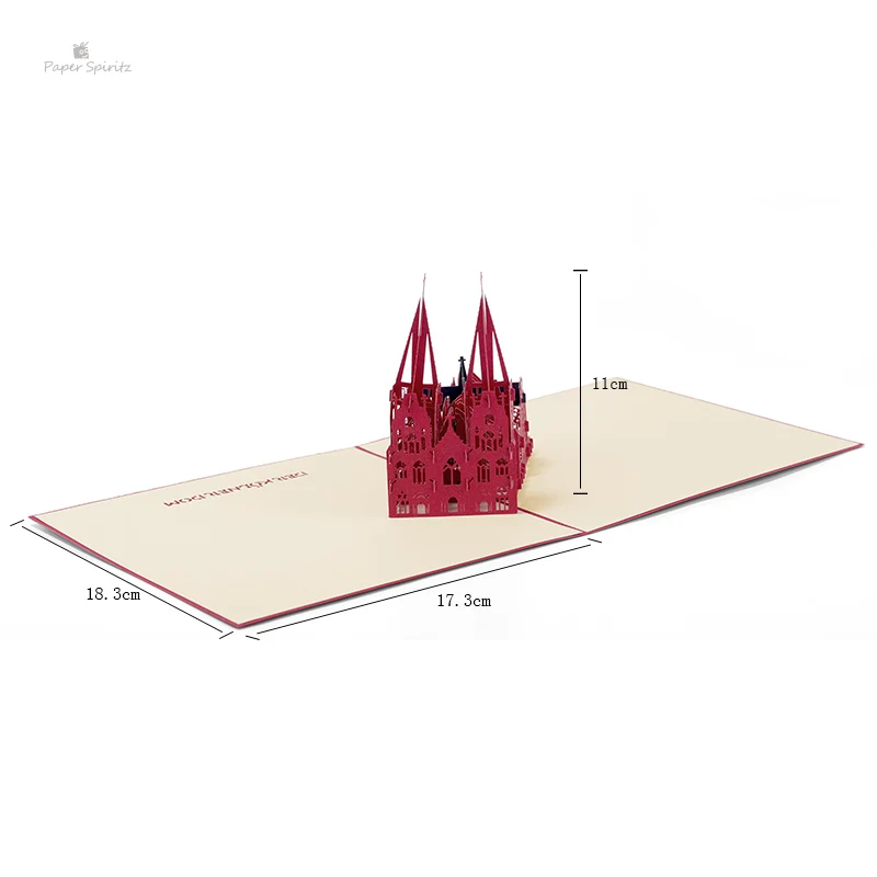  PAPER SPIRITZ Cologne Church Cards 3D laser Cut paper pop up card with envelope invitations greetin - 32895033819