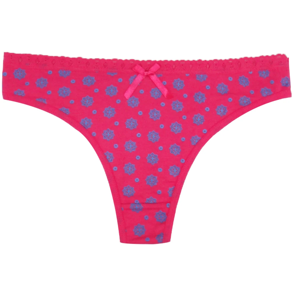 Pack of 12 Flora Cotton Lady Thong Girl T back Cotton G String Sexy Women Panties Lingerie Size