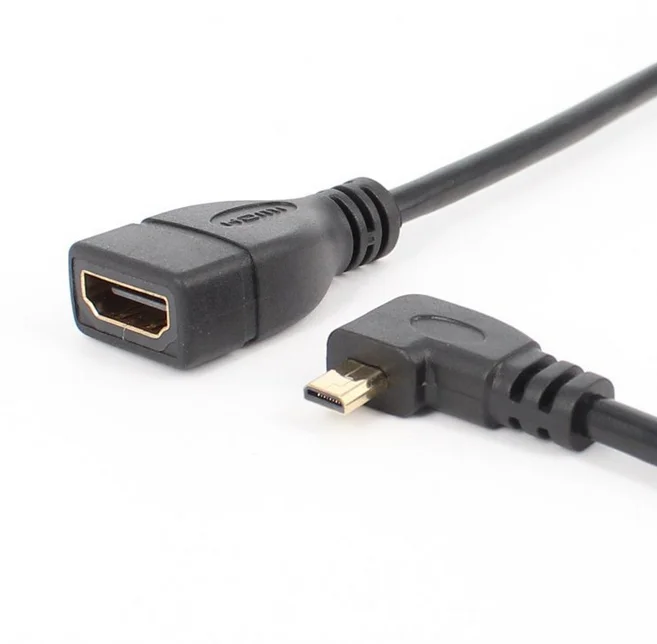 Золотой саженый HDMI Женский до 90 градусов левый угловой микро Мужской адаптер
