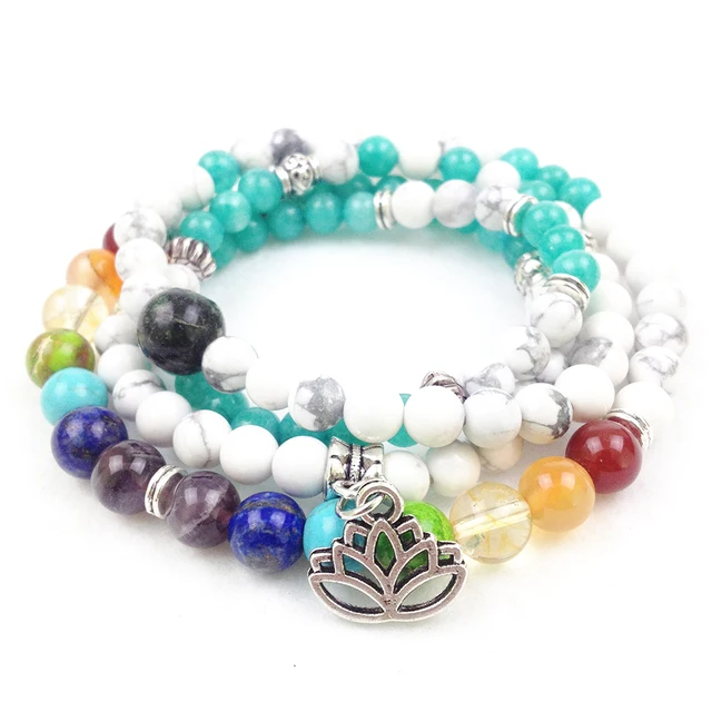 Sn0183 New Design 108 Mala Beads Fashion Yoga Bracelet 7 Chakra Sn0183 New Design 108 Mala Beads Fashion Yoga Bracelet 7 Chakra Lotus Charm Necklaces Free Shipping