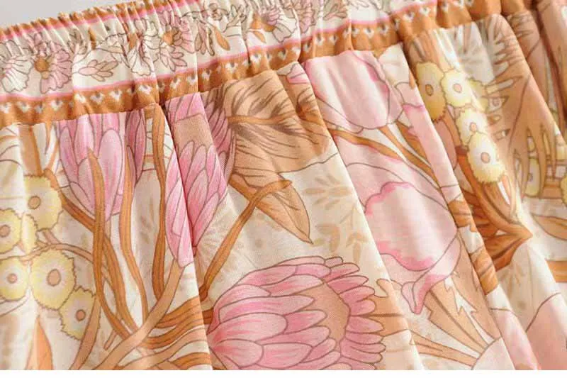 TXJRH 2019 сексуальные Бохо винтажные этнические хаки цветочный принт шорты Высокие эластичные талия завязывается бант кисточкой тонкие
