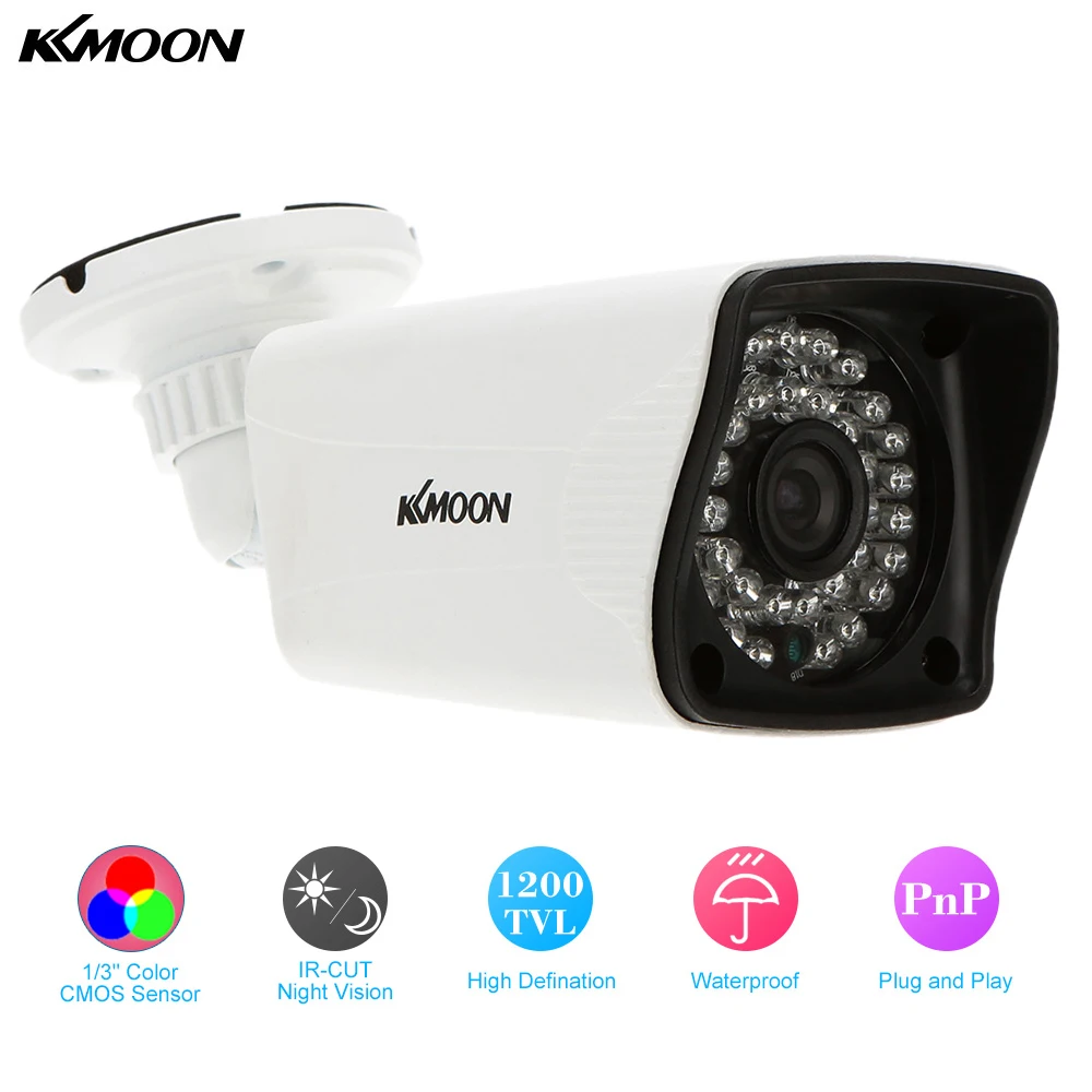 KKmoon Waterproof HD 1200TVL CCTV Camera Outdoor 1/3" CMOS IR CUT 36 IR