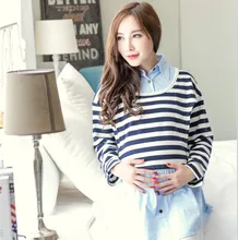 Cotton Spring Autumn Maternity Nursing Blouses Dresses Turn Down Collars Patchwork Breastfeeding Clothes for Pregnant Women B265