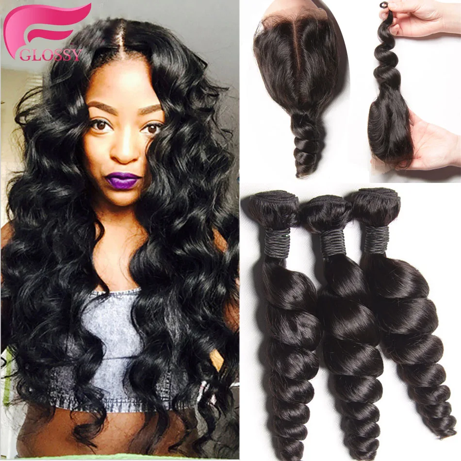loose wave with closure rosa hair products with closure peruvian loose wave with closure 4pcs/lot loose wave virgin hair bundle