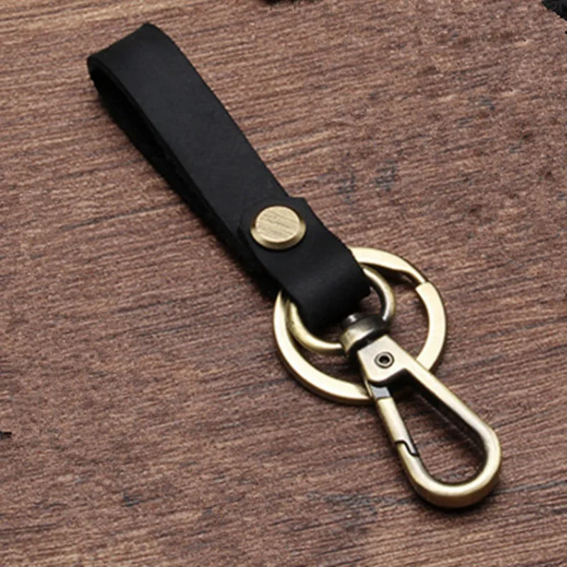 KEY CHAIN & LEATHER Belt Loop Key Holder Ring Keychain Keyring Keyfob Detachable 