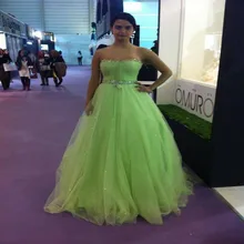 2016 heißer Verkauf Glamorous Prom Kleid Mit Perlen Hellgrün Tulle Kleid Abendkleid Benutzerdefinierte vestido de festa gala jurken