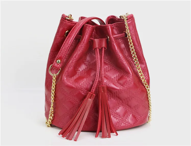 Micom Fashion Leather Drawstring Bucket Bag Women Vintage Tassel Messenger Ladies Handbags Crossbody Thread Shoulder Bags bao (4)