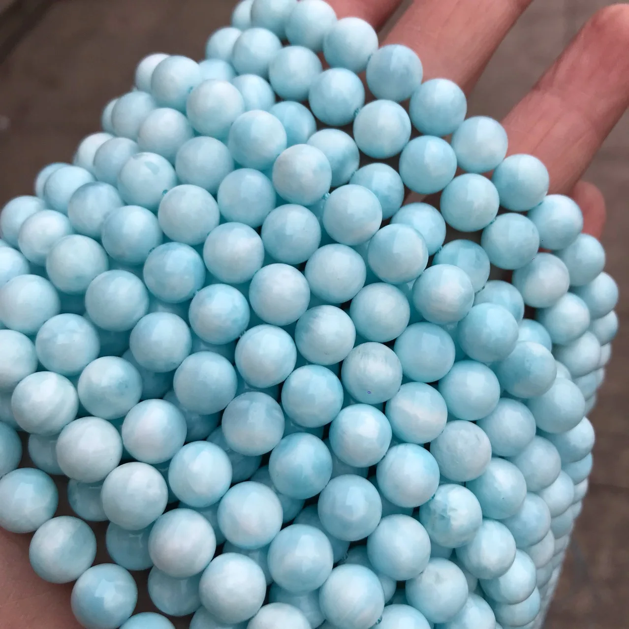 Round Genuine Natural Dominican Larimar Stone Beads 6/8/10MM Loose Copper Pectolite Beads Hemimorphite For Jewelry Making DIY