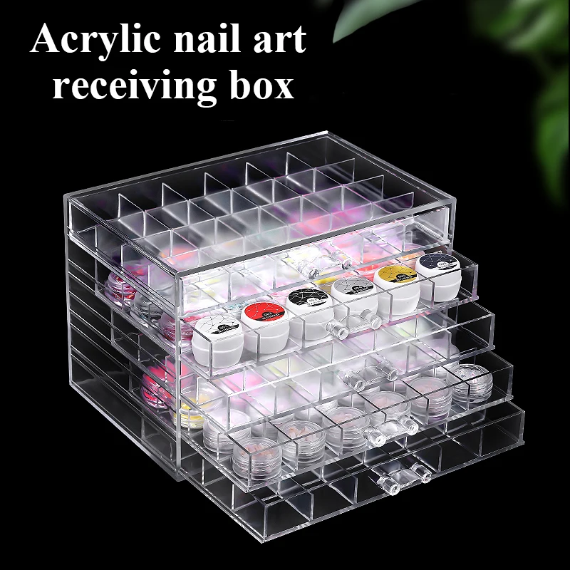 

Dmoley 5 Tiers 120 Grid Nail Decoration Display Box Empty Organizer Stand Storage Holder Box Nail Art Accessories